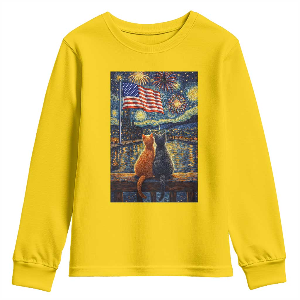 Starry Night Cat Patriotic American Pride Youth Sweatshirt TS12 Daisy Print Your Wear