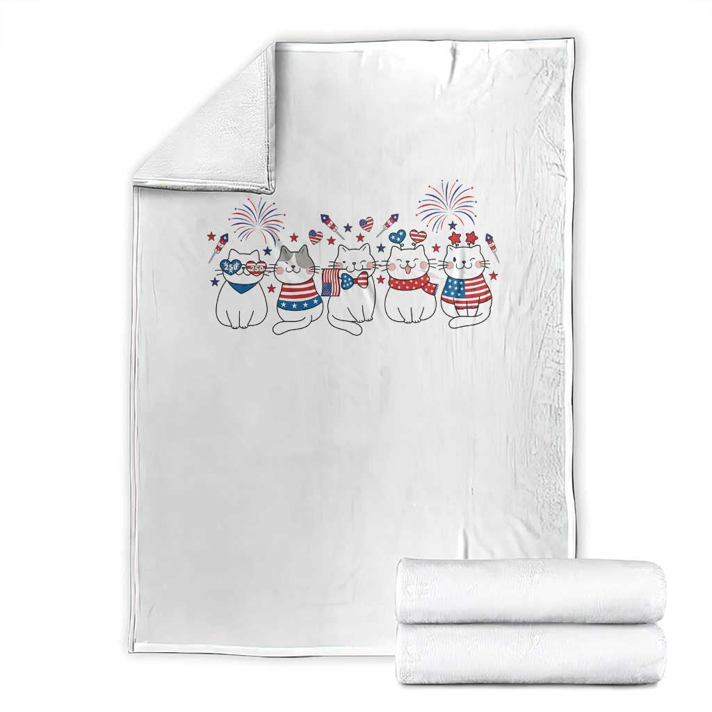 Patriotic Cat Lover Gift Throw Blanket USA 250 Anniversary TS12 White Print Your Wear