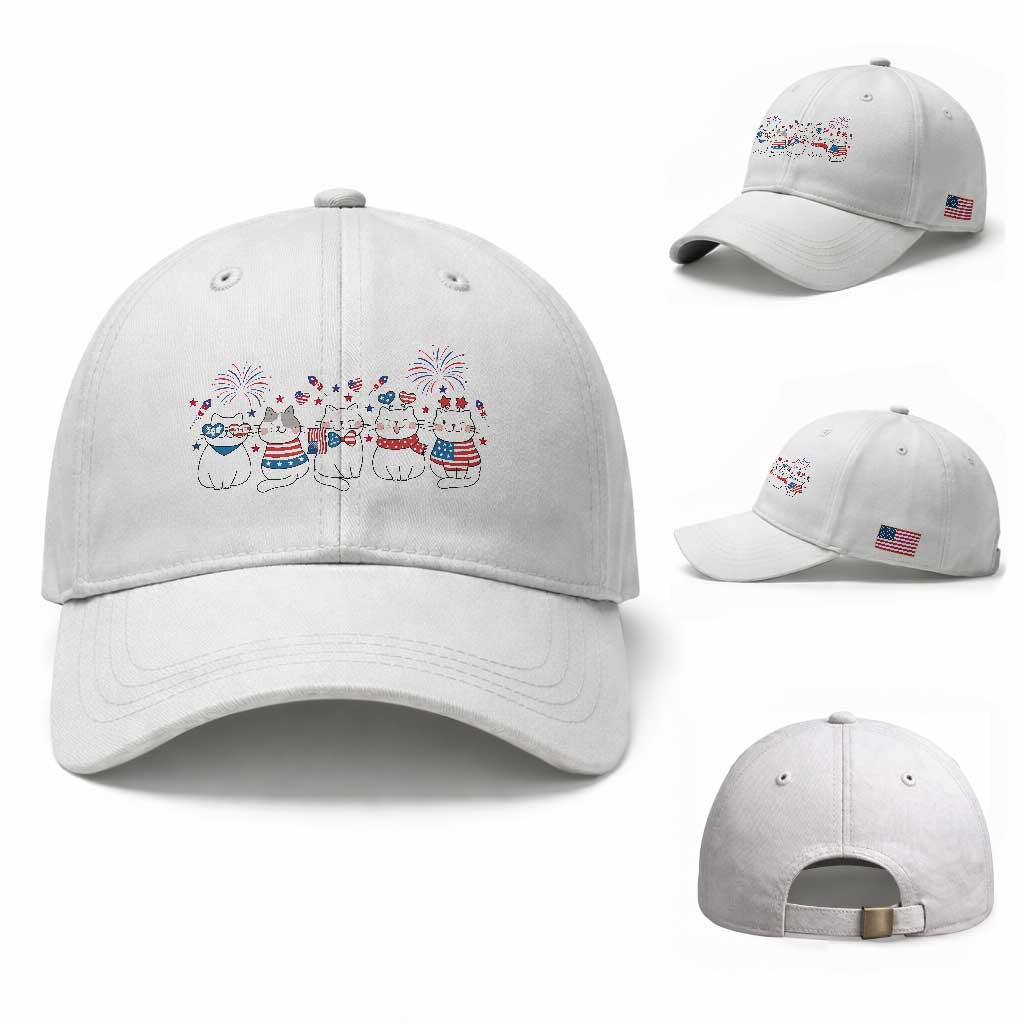 Patriotic Cat Lover Gift Baseball Cap USA 250 Anniversary TS12 Baseball Cap Universal Fit White Print Your Wear