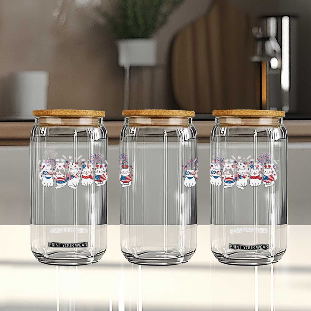 Patriotic Cat Lover Gift Glass Can USA 250 Anniversary TS12 Print Your Wear