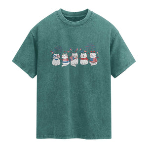 Patriotic Cat Lover Gift Washed Cotton T-Shirt America 250 Anniversary
