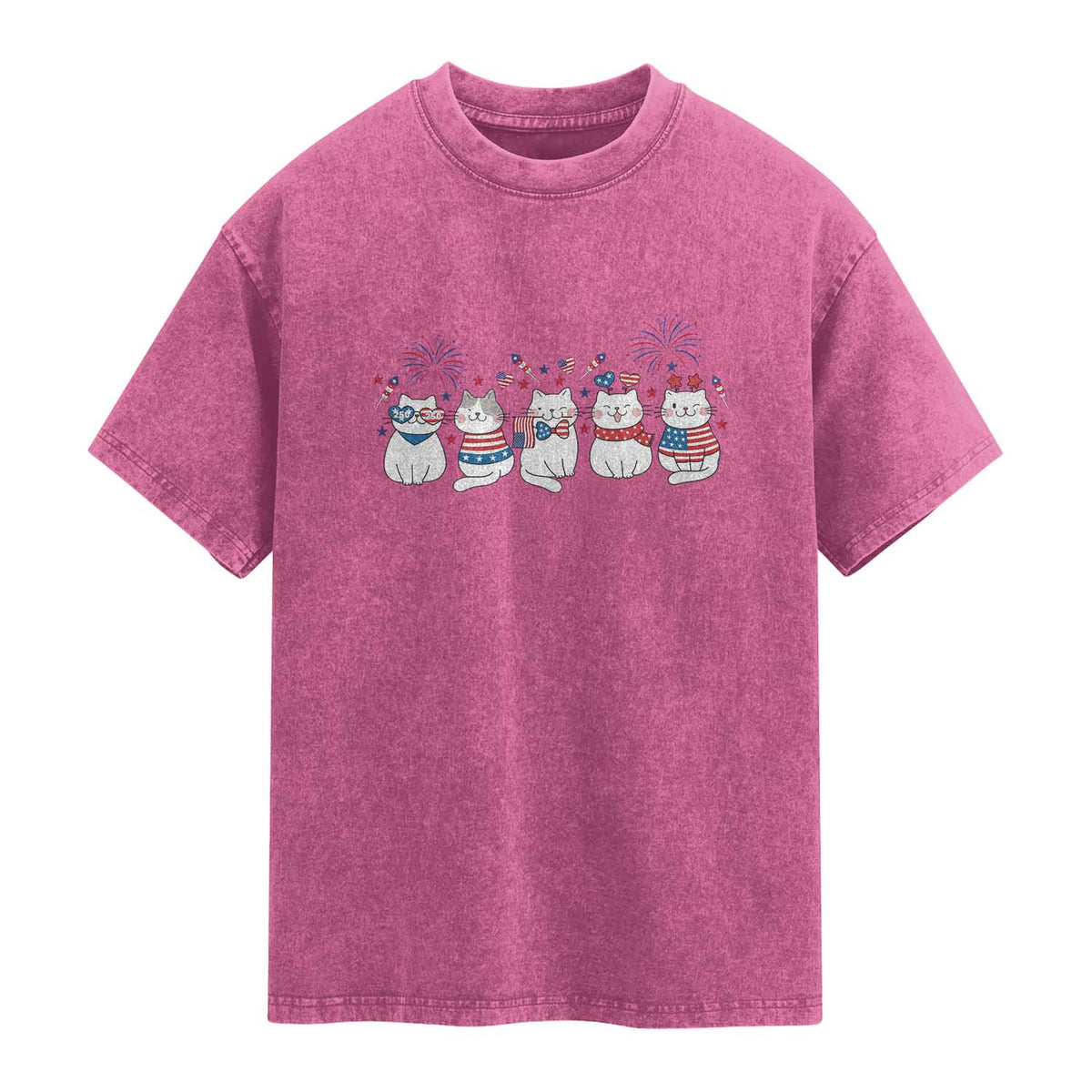 Patriotic Cat Lover Gift Washed Cotton T-Shirt America 250 Anniversary