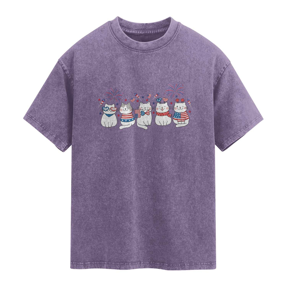 Patriotic Cat Lover Gift Washed Cotton T-Shirt America 250 Anniversary