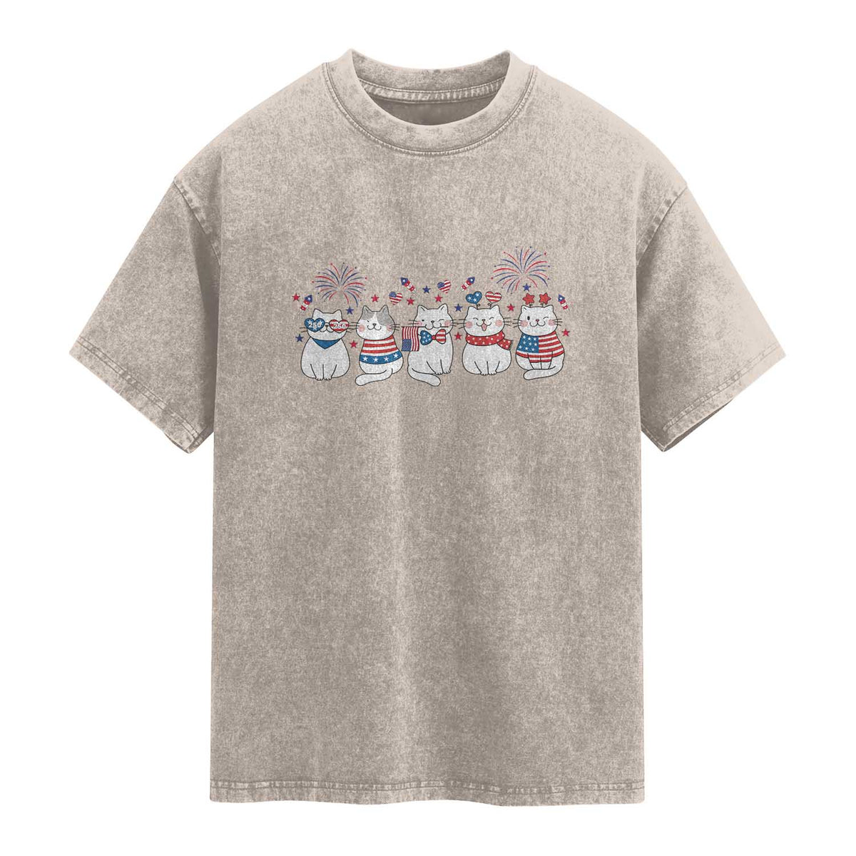 Patriotic Cat Lover Gift Washed Cotton T-Shirt America 250 Anniversary