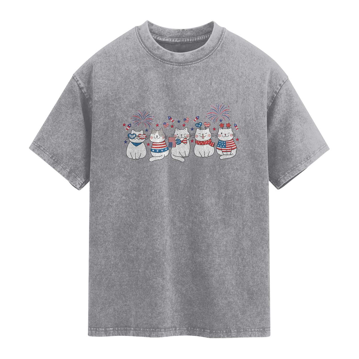 Patriotic Cat Lover Gift Washed Cotton T-Shirt America 250 Anniversary