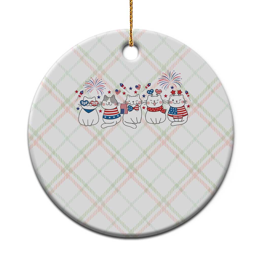 Patriotic Cat Lover Gift Ceramic Ornament USA 250 Anniversary TS12 1pc Christmas Plaid Print Your Wear