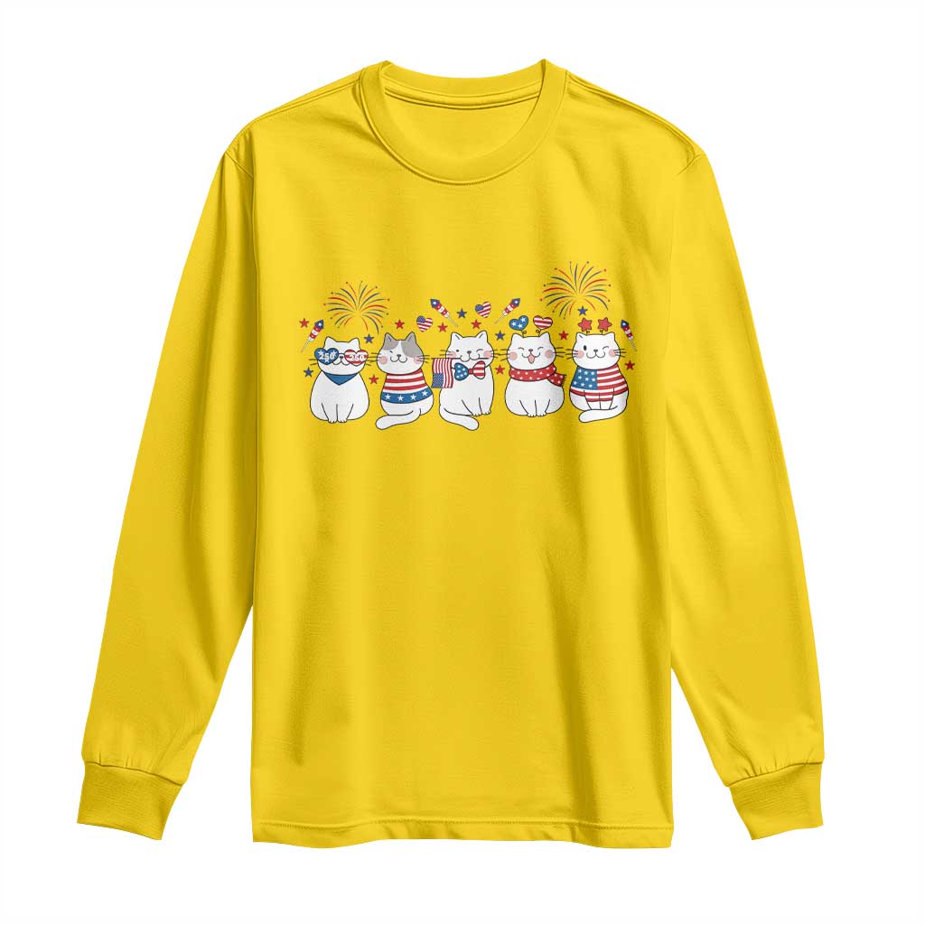 Patriotic Cat Lover Gift Long Sleeve Shirt USA 250 Anniversary TS12 Daisy Print Your Wear