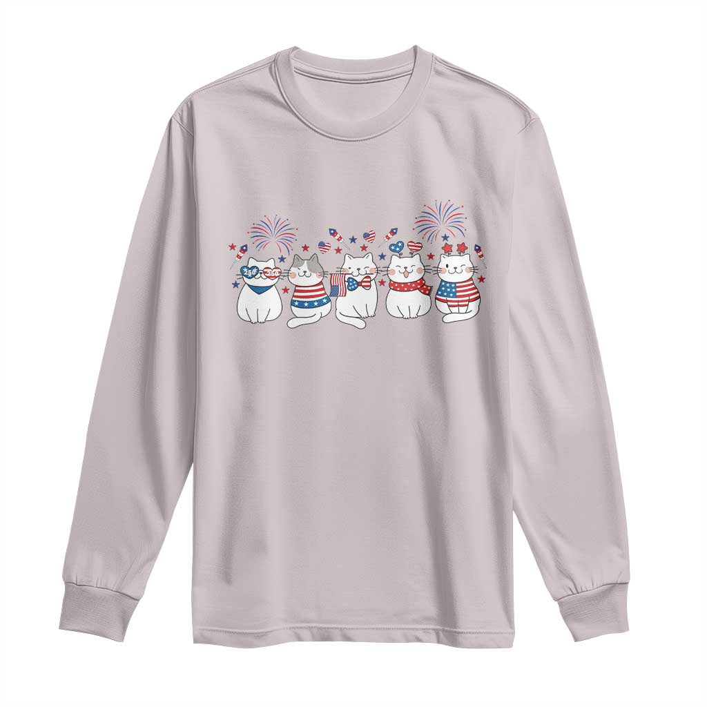 Patriotic Cat Lover Gift Long Sleeve Shirt USA 250 Anniversary TS12 Ice Gray Print Your Wear