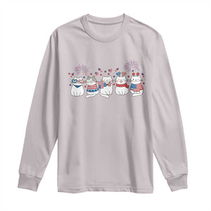 Patriotic Cat Lover Gift Long Sleeve Shirt USA 250 Anniversary TS12 Ice Gray Print Your Wear