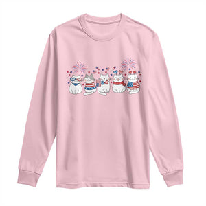 Patriotic Cat Lover Gift Long Sleeve Shirt USA 250 Anniversary TS12 Light Pink Print Your Wear