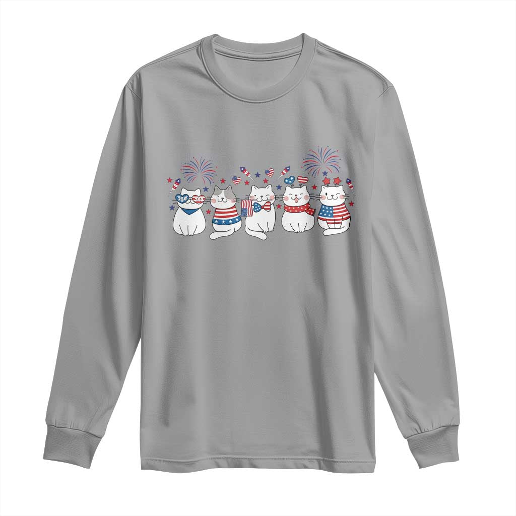 Patriotic Cat Lover Gift Long Sleeve Shirt USA 250 Anniversary TS12 Sport Gray Print Your Wear