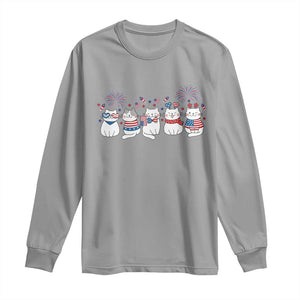 Patriotic Cat Lover Gift Long Sleeve Shirt USA 250 Anniversary TS12 Sport Gray Print Your Wear