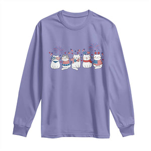 Patriotic Cat Lover Gift Long Sleeve Shirt USA 250 Anniversary TS12 Violet Print Your Wear