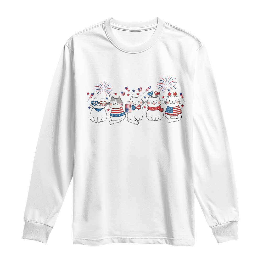 Patriotic Cat Lover Gift Long Sleeve Shirt USA 250 Anniversary TS12 White Print Your Wear
