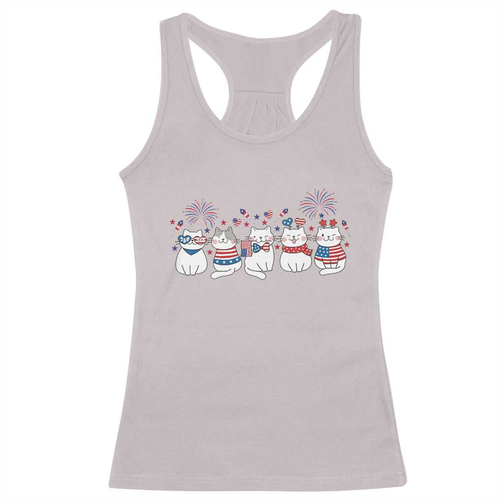 Patriotic Cat Lover Gift Racerback Tank Top USA 250 Anniversary TS12 Ice Gray Print Your Wear