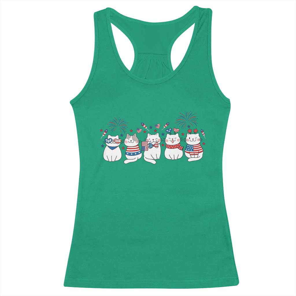 Patriotic Cat Lover Gift Racerback Tank Top USA 250 Anniversary TS12 Irish Green Print Your Wear