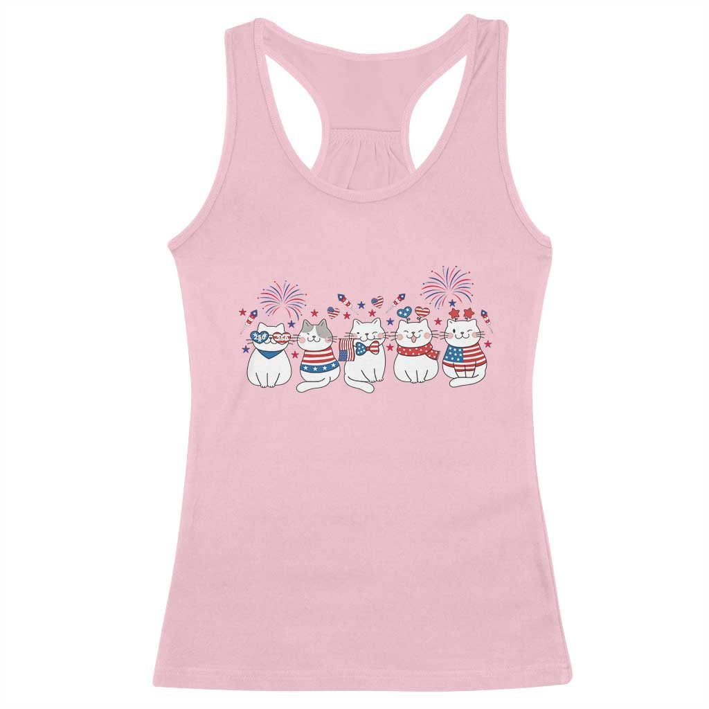 Patriotic Cat Lover Gift Racerback Tank Top USA 250 Anniversary TS12 Light Pink Print Your Wear