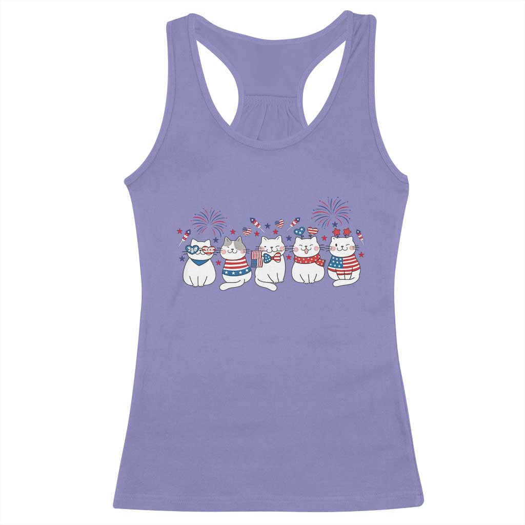 Patriotic Cat Lover Gift Racerback Tank Top USA 250 Anniversary TS12 Violet Print Your Wear