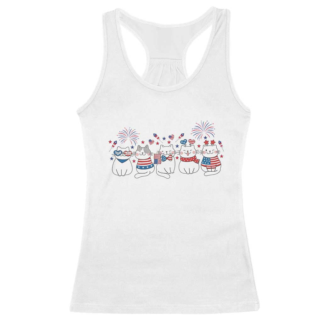 Patriotic Cat Lover Gift Racerback Tank Top USA 250 Anniversary TS12 White Print Your Wear