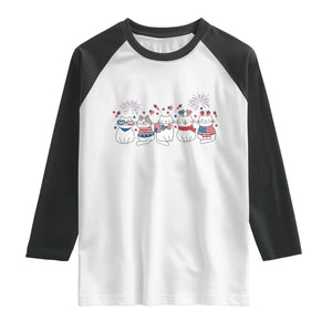 Patriotic Cat Lover Gift Raglan Shirt USA 250 Anniversary TS12 White Black Print Your Wear