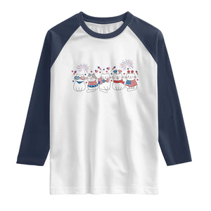 Patriotic Cat Lover Gift Raglan Shirt USA 250 Anniversary TS12 White Navy Print Your Wear