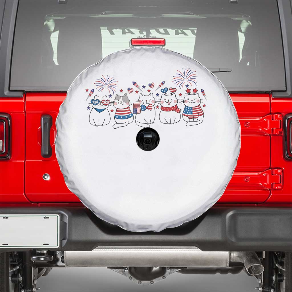 Patriotic Cat Lover Gift Spare Tire Cover USA 250 Anniversary TS12 White Print Your Wear