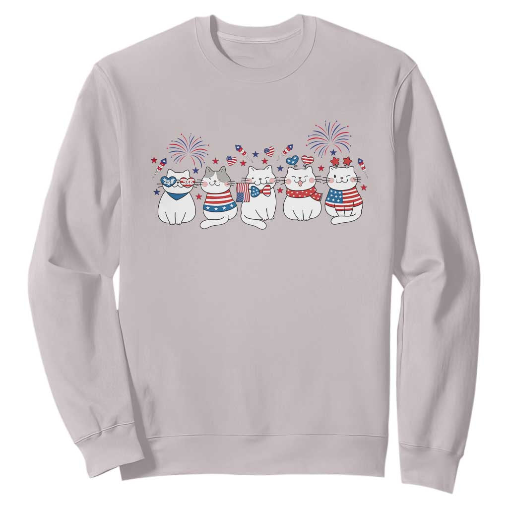 Patriotic Cat Lover Gift Sweatshirt USA 250 Anniversary TS12 Ice Gray Print Your Wear