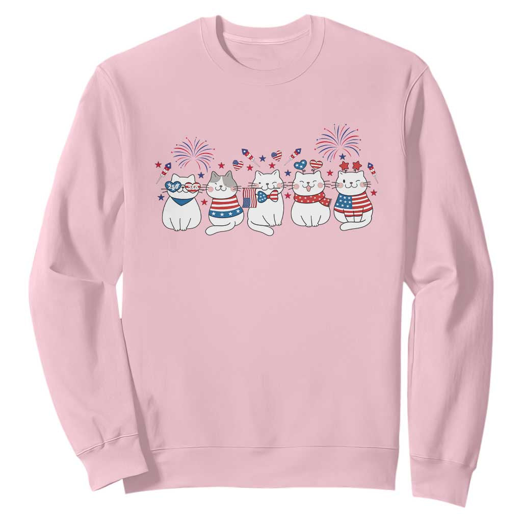 Patriotic Cat Lover Gift Sweatshirt USA 250 Anniversary TS12 Light Pink Print Your Wear