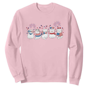 Patriotic Cat Lover Gift Sweatshirt USA 250 Anniversary TS12 Light Pink Print Your Wear