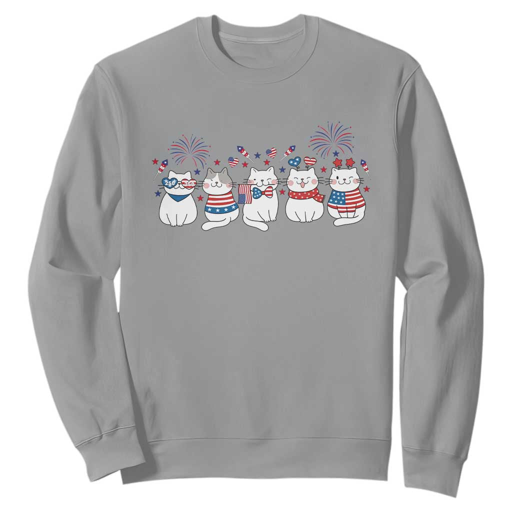 Patriotic Cat Lover Gift Sweatshirt USA 250 Anniversary TS12 Sport Gray Print Your Wear