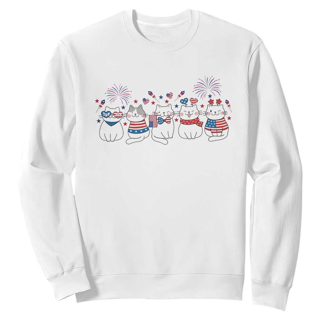 Patriotic Cat Lover Gift Sweatshirt USA 250 Anniversary TS12 White Print Your Wear