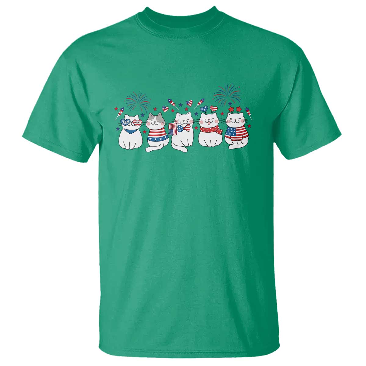 Patriotic Cat Lover Gift T Shirt USA 250 Anniversary TS12 Irish Green Print Your Wear