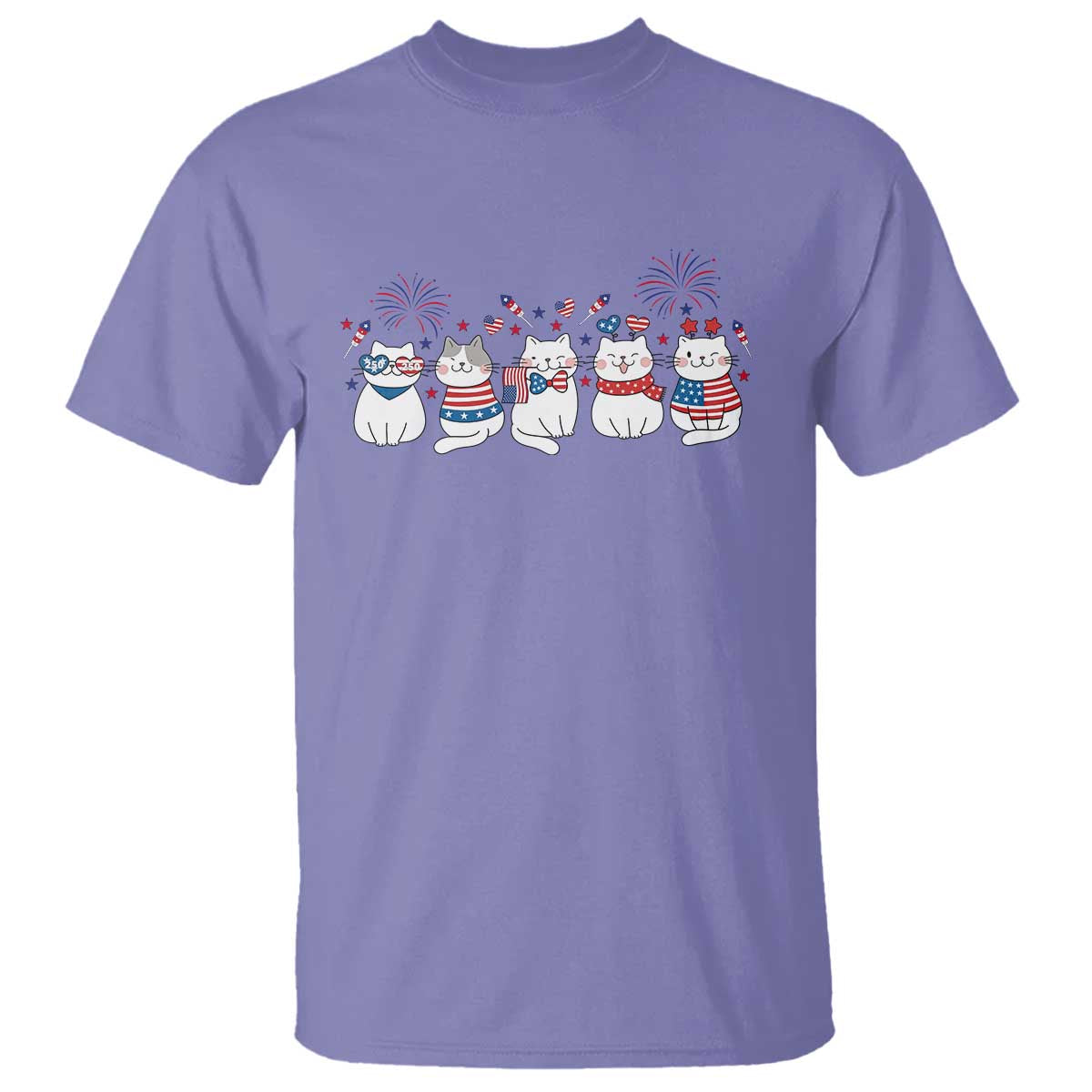 Patriotic Cat Lover Gift T Shirt USA 250 Anniversary TS12 Violet Print Your Wear