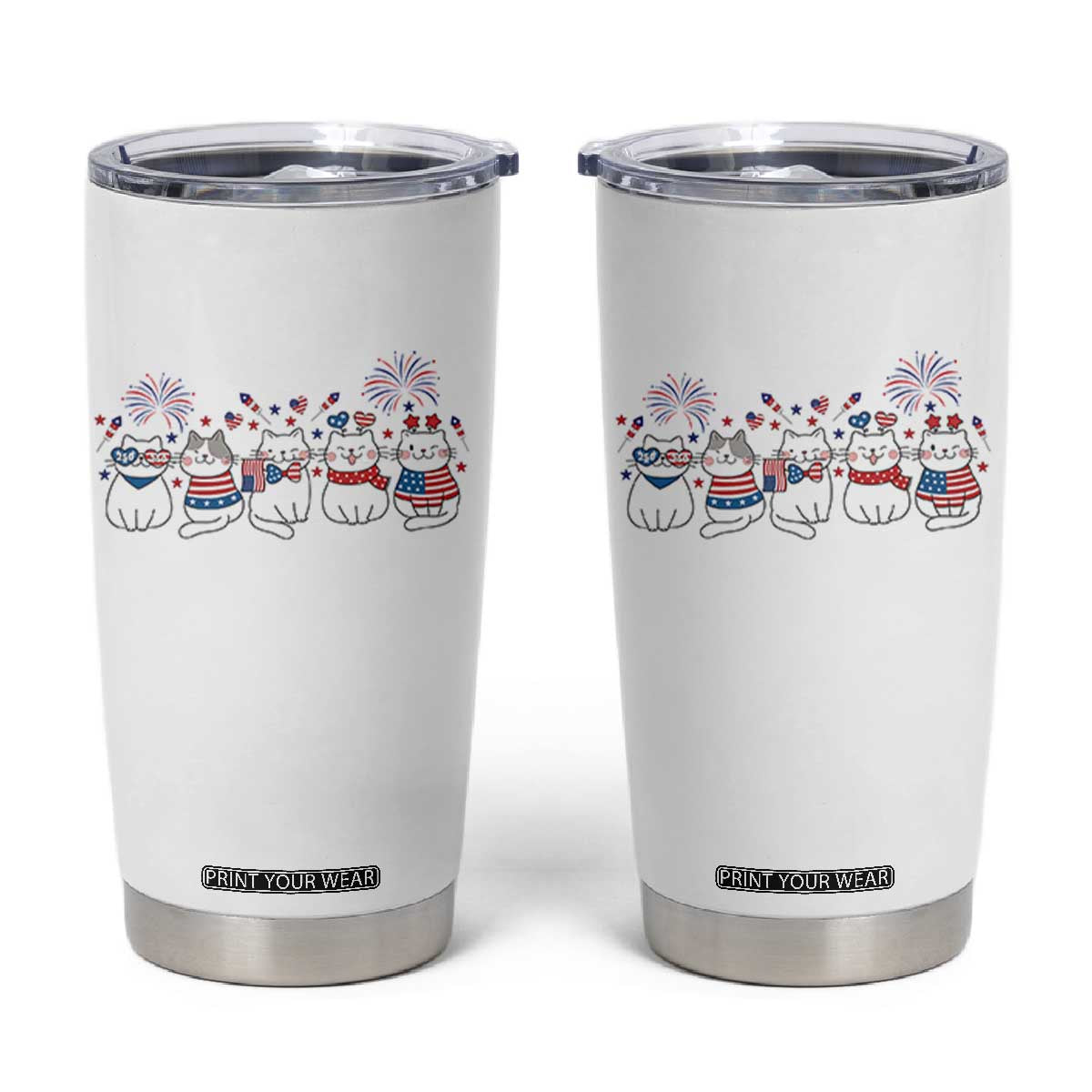 Patriotic Cat Lover Gift Tumbler Cup USA 250 Anniversary TS12 White Print Your Wear