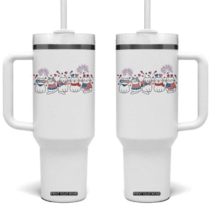 Patriotic Cat Lover Gift Tumbler With Handle USA 250 Anniversary TS12 One Size: 40 oz White Print Your Wear