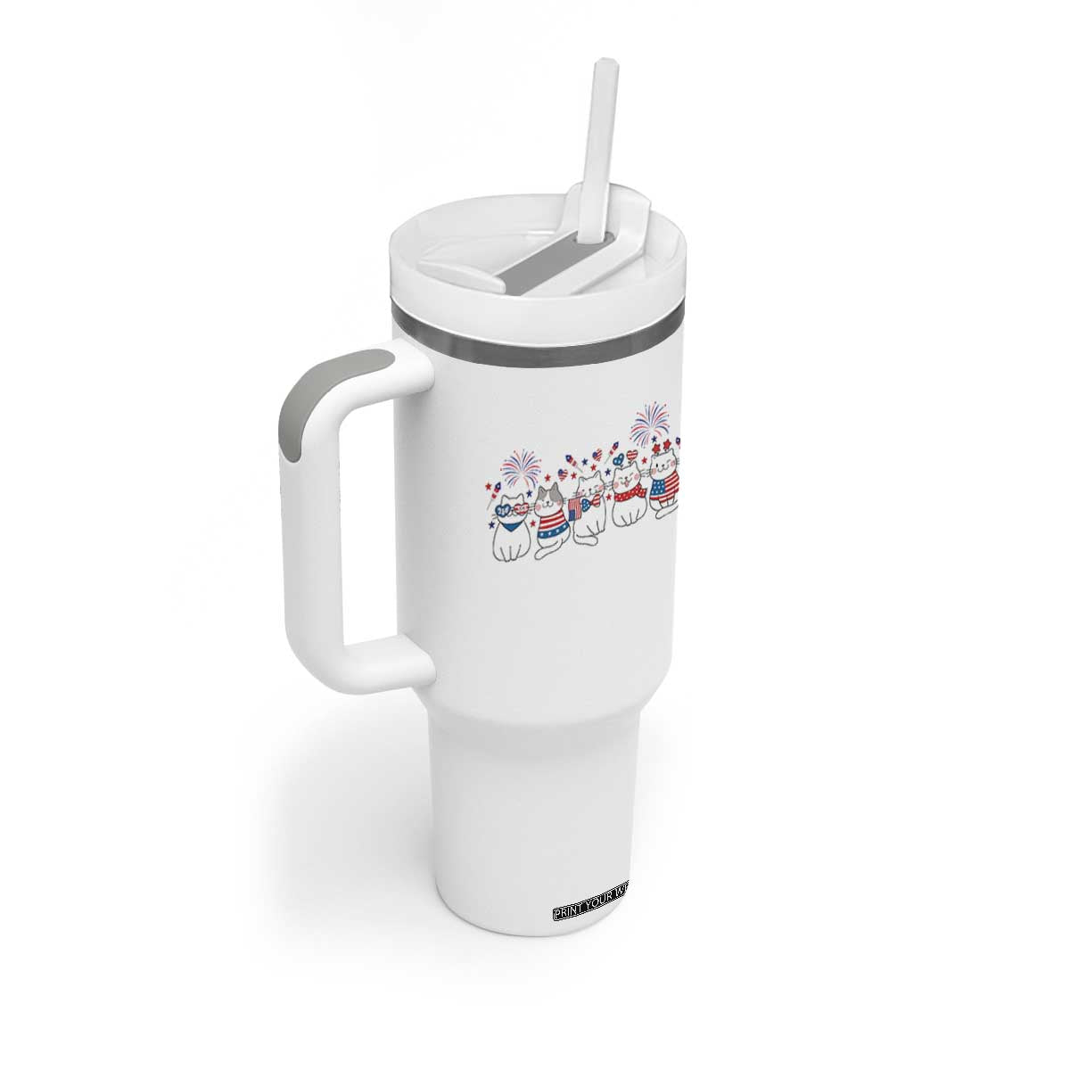 Patriotic Cat Lover Gift Tumbler With Handle USA 250 Anniversary TS12 Print Your Wear