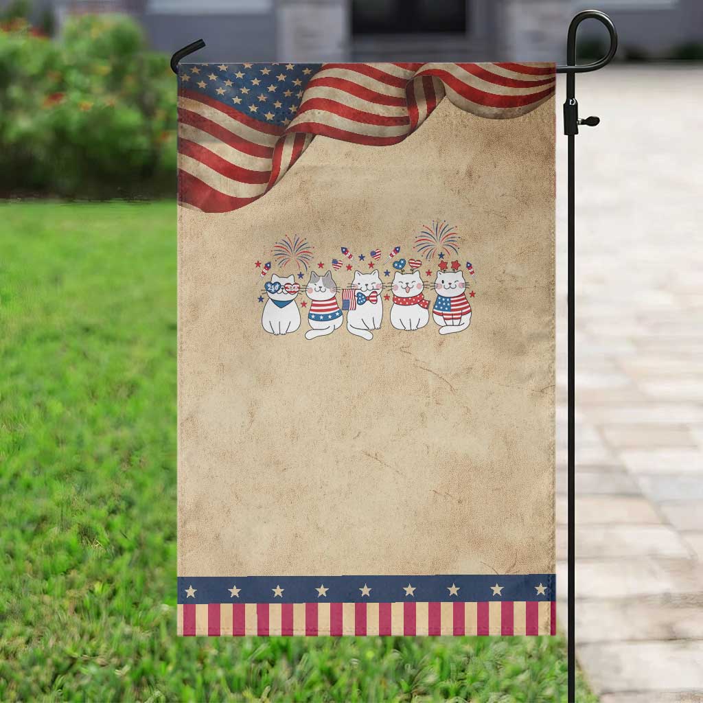 Patriotic Cat Lover Gift Patriotic Garden Flag USA 250 Anniversary TS12 Vintage Rustic Tan Navy Print Your Wear