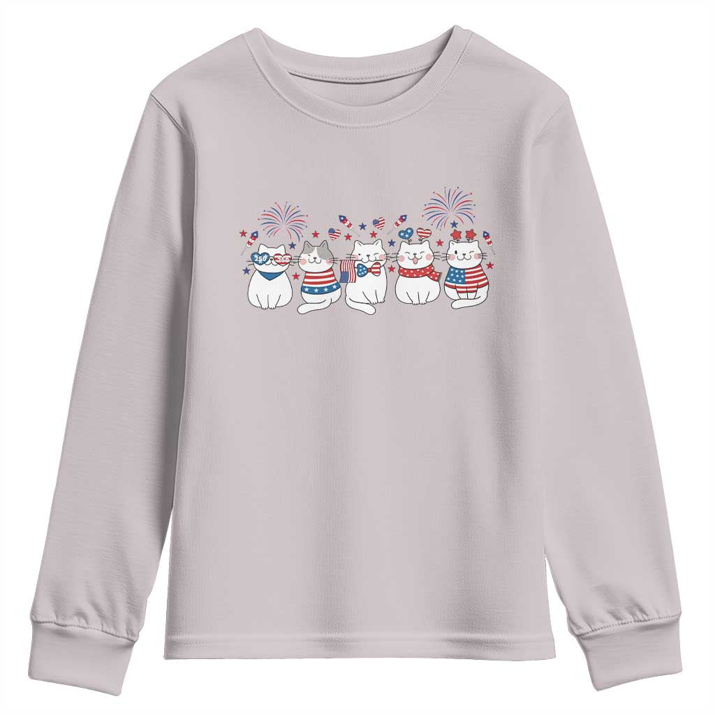 Patriotic Cat Lover Gift Youth Sweatshirt USA 250 Anniversary TS12 Ice Gray Print Your Wear