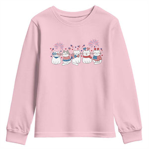 Patriotic Cat Lover Gift Youth Sweatshirt USA 250 Anniversary TS12 Light Pink Print Your Wear