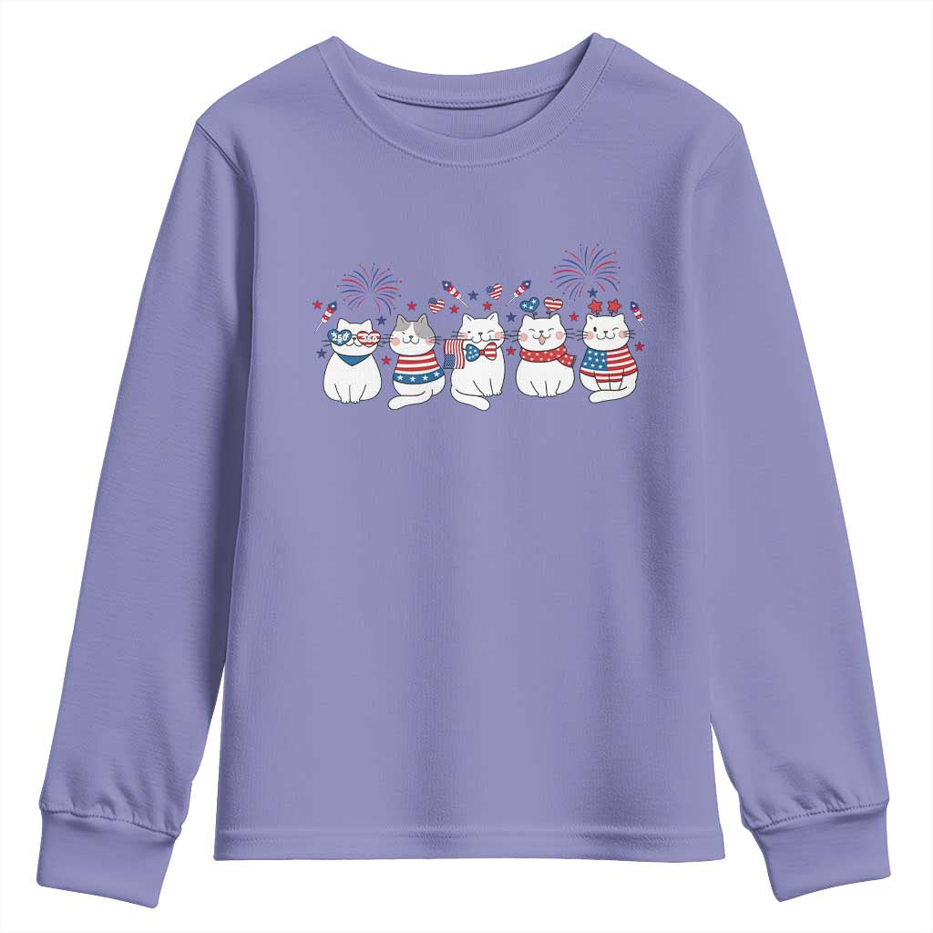 Patriotic Cat Lover Gift Youth Sweatshirt USA 250 Anniversary TS12 Violet Print Your Wear