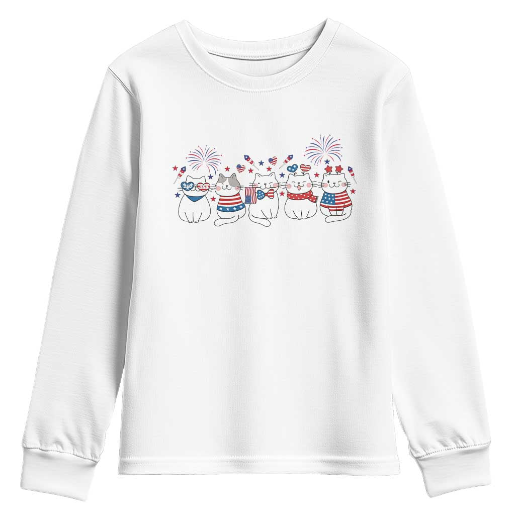 Patriotic Cat Lover Gift Youth Sweatshirt USA 250 Anniversary TS12 White Print Your Wear
