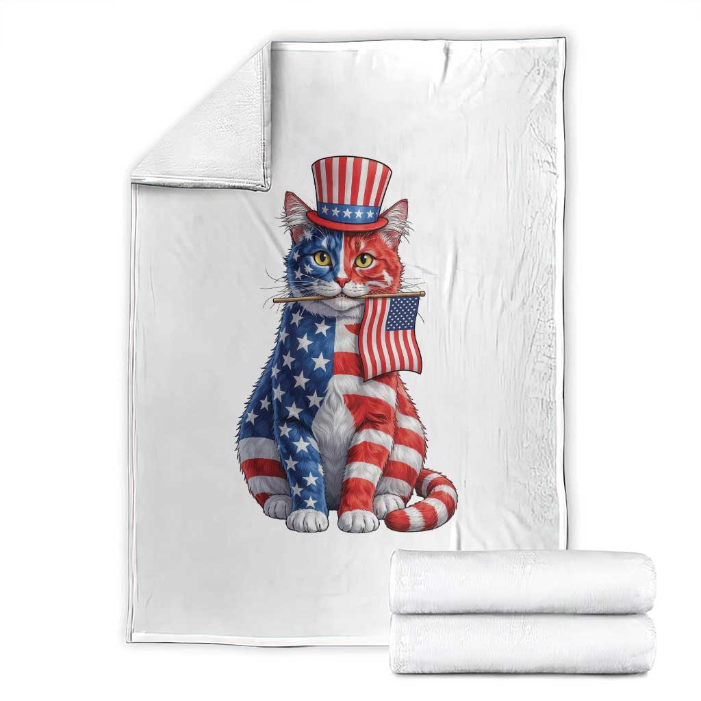 Proud American Cat Lover Throw Blanket Patriotic Animal Lover Gift TS12 Black Print Your Wear