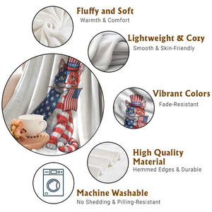Proud American Cat Lover Throw Blanket Patriotic Animal Lover Gift TS12 Print Your Wear