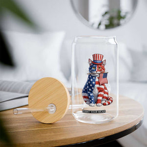 Proud American Cat Lover Glass Can Patriotic Animal Lover Gift TS12 Print Your Wear