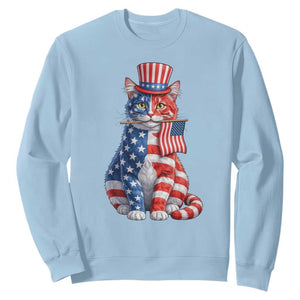 Proud American Cat Lover Sweatshirt Patriotic Animal Lover Gift TS12 Light Blue Print Your Wear