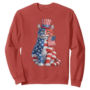 Proud American Cat Lover Sweatshirt Patriotic Animal Lover Gift TS12 Red Print Your Wear
