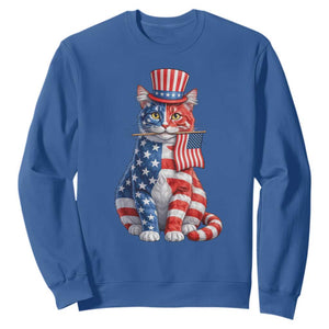 Proud American Cat Lover Sweatshirt Patriotic Animal Lover Gift TS12 Royal Blue Print Your Wear