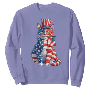 Proud American Cat Lover Sweatshirt Patriotic Animal Lover Gift TS12 Violet Print Your Wear