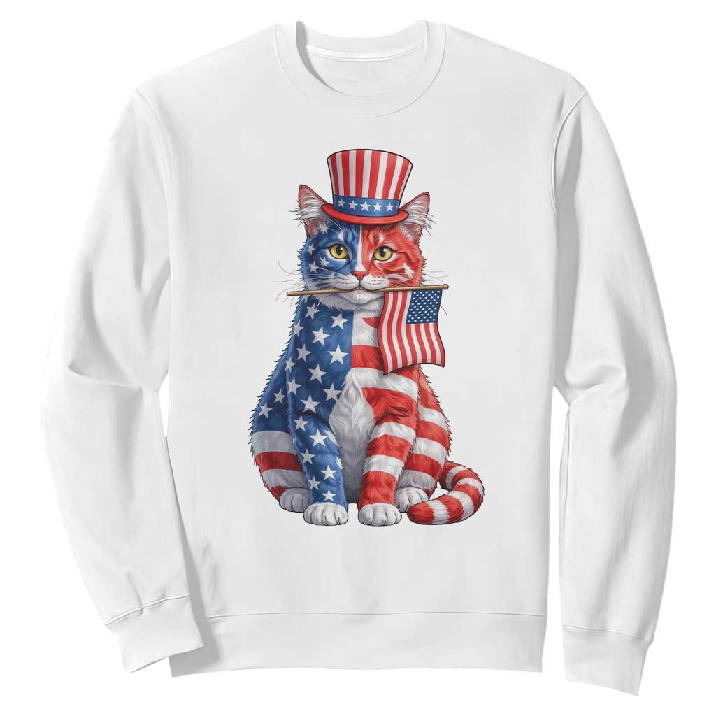 Proud American Cat Lover Sweatshirt Patriotic Animal Lover Gift TS12 White Print Your Wear