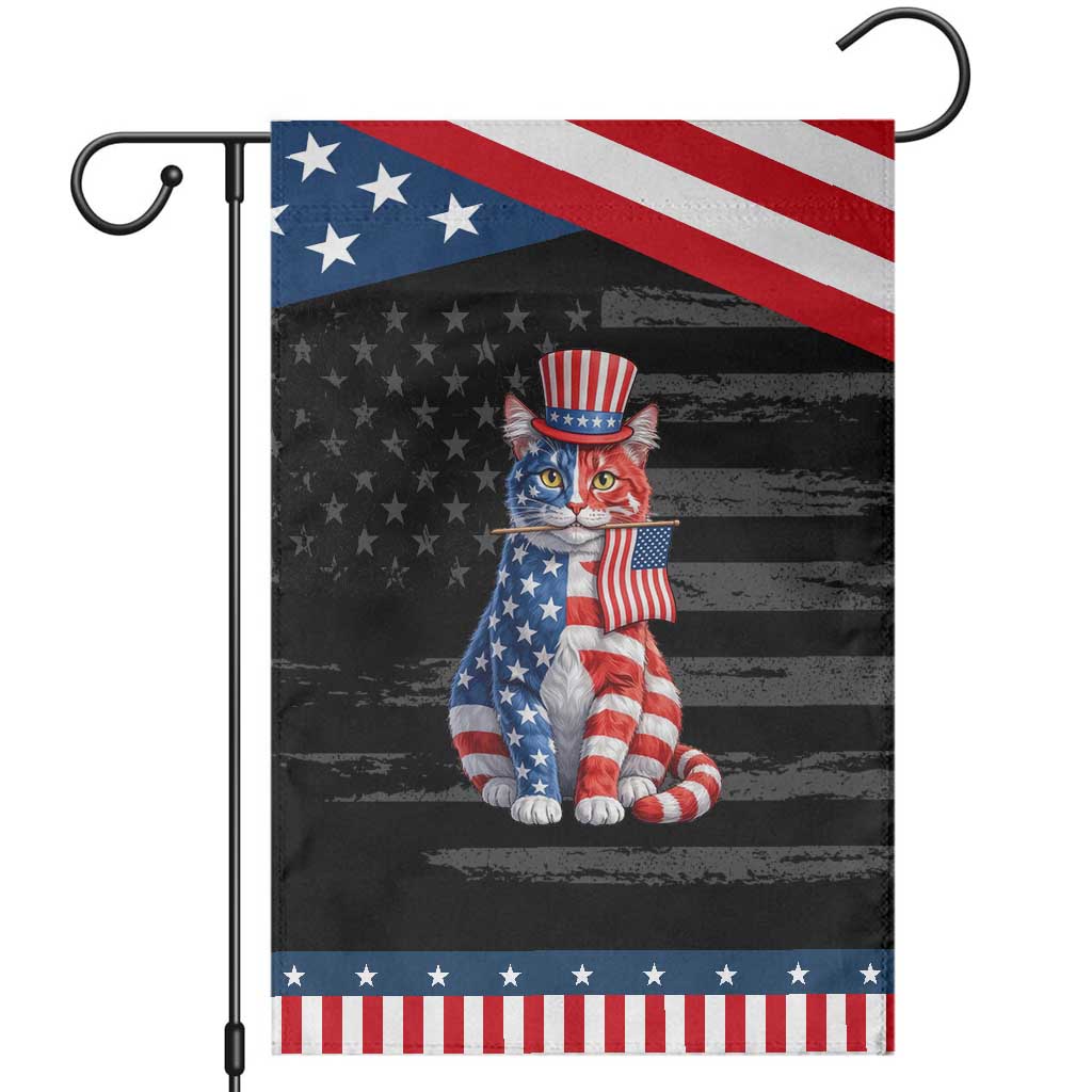 Proud American Cat Lover Garden Flag Patriotic Animal Lover Gift TS12 Distressed Black Blue Print Your Wear
